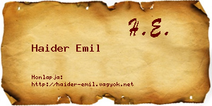 Haider Emil névjegykártya